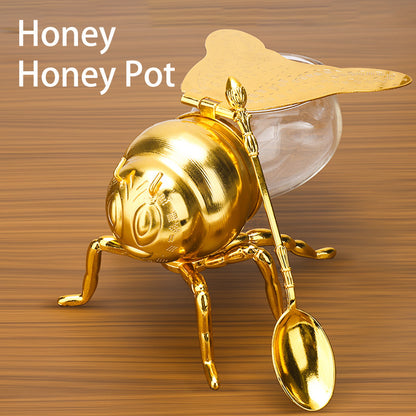Bee Shaped Honey Jar With Spoon Versatile Novelty Container Condiment Pot For Condiments Oil Kitchen Festive Parties