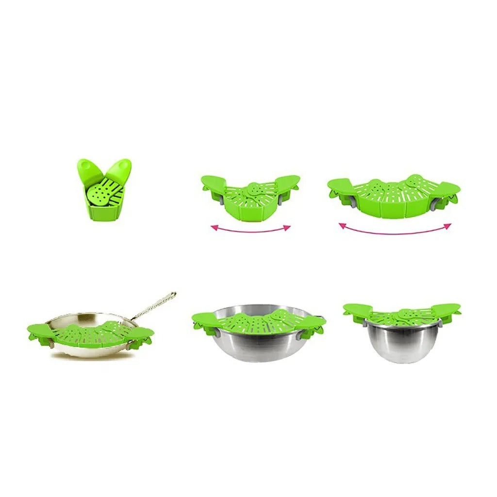 Universal Silicone Clip-on Pan Pot Strainer Anti-spill Pasta Pot Strainer Food Grade Rice Fruit Colander Strainer